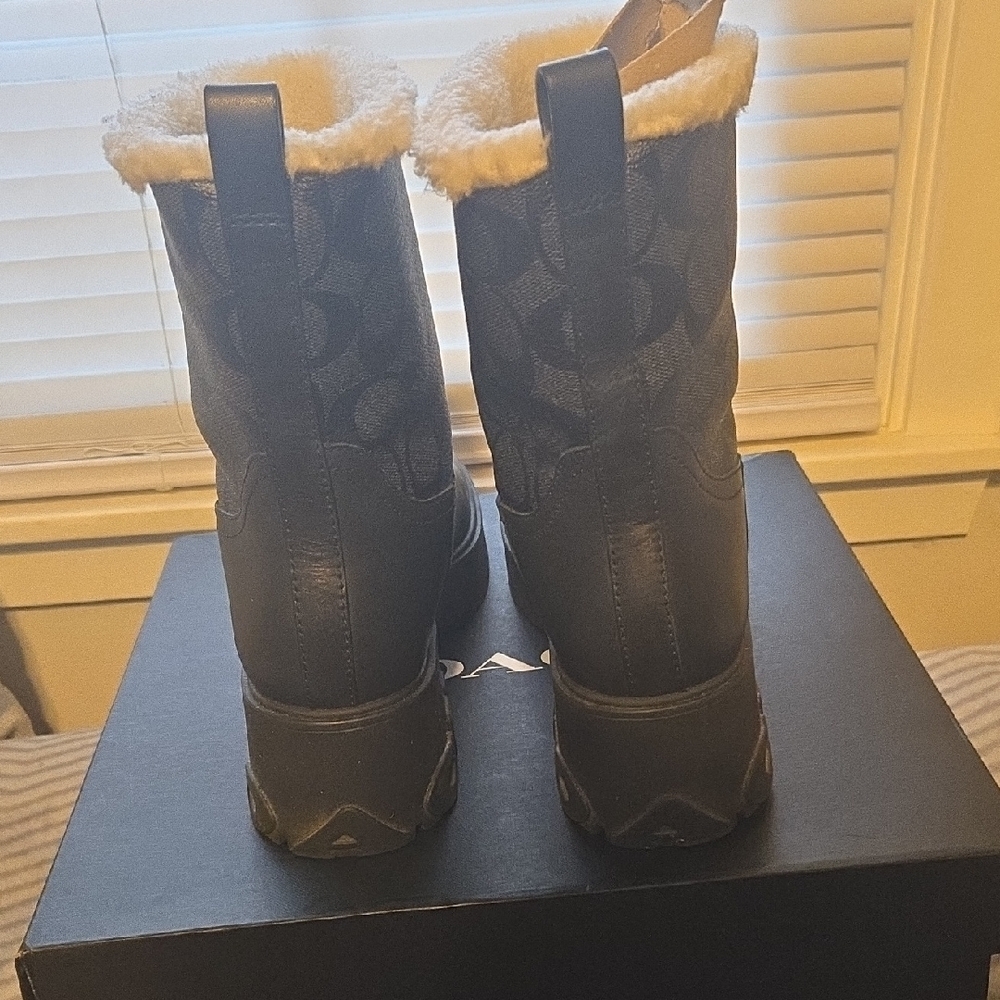 Coach Black and Gray Shearling-Lined Boots With Box SIZE 10 - Picture 3 of 12